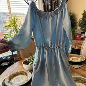 Off the shoulder light denim material great for summer